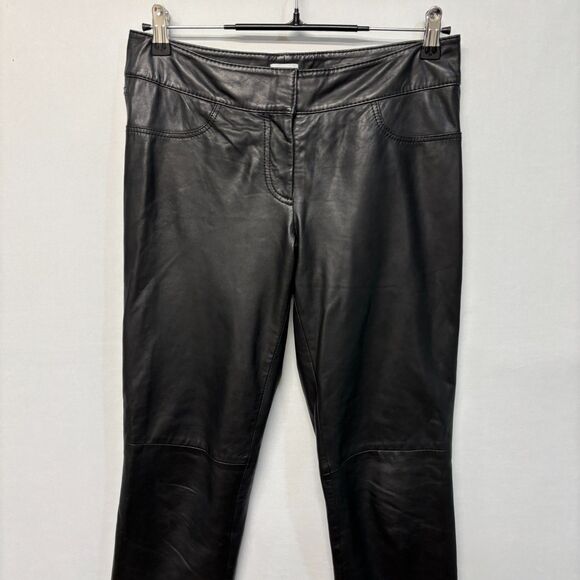 Vintage Cache Women 100% Leather Pants Size 4 Straight Leg Y2K 90s C042 -15 - Picture 14 of 16
